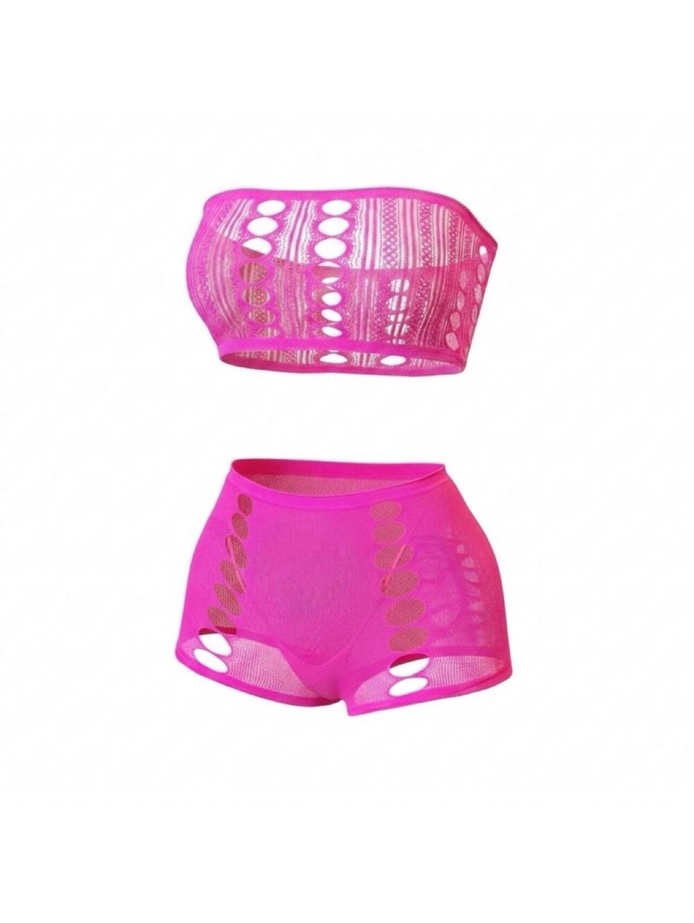 GrlFriday Shop Neon Pink Cutout Shorts Set